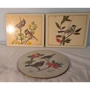 Vintage Lady Clare Bird Trays Made in England Set Floral Birds